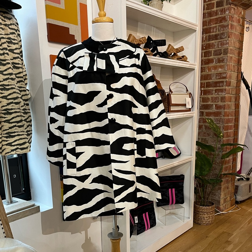 Kate Spade Zebra Print Dress Coat Jacket, Black & White Stripe, XL, Like New ✨